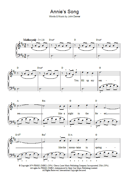 Annie's Song (Easy Piano) von John Denver