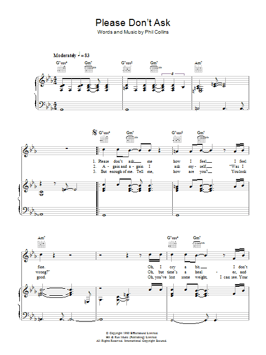 Please Don't Ask (Piano, Vocal & Guitar Chords) von Genesis