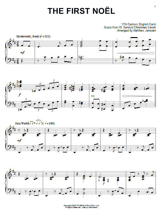 The First Noel (Piano Solo) von 17th Century English Carol