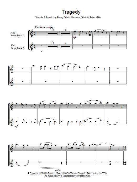 Tragedy (Lead Sheet / Fake Book) von Bee Gees