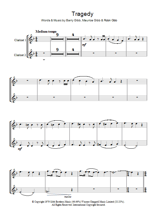 Tragedy (Lead Sheet / Fake Book) von Bee Gees