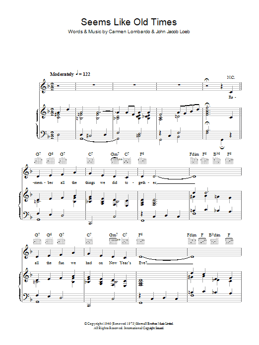 Seems Like Old Times (Piano, Vocal & Guitar Chords) von Guy Lombardo