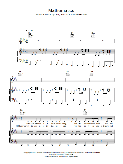 Mathematics (Piano, Vocal & Guitar Chords) von Little Boots