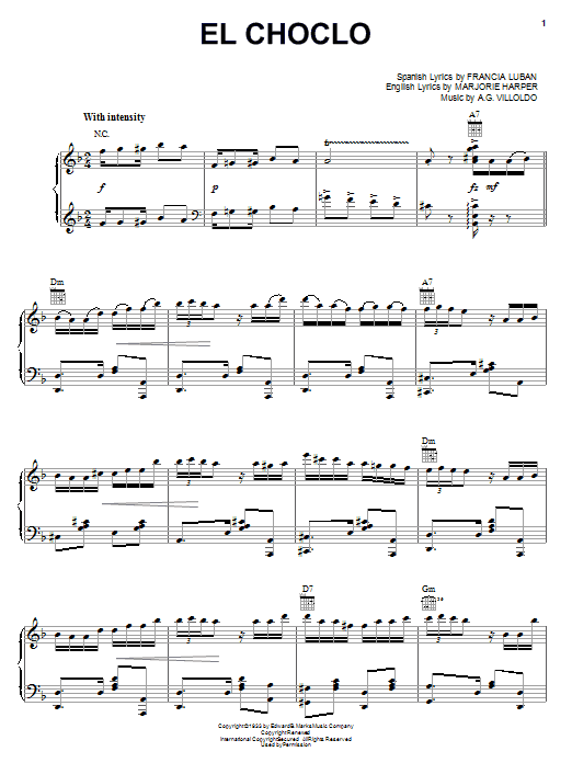 El Choclo (Piano, Vocal & Guitar Chords (Right-Hand Melody)) von Angel Villoldo