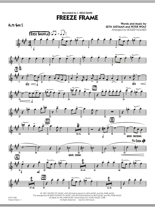 Freeze Frame - Alto Sax 2 (Jazz Ensemble) von Roger Holmes