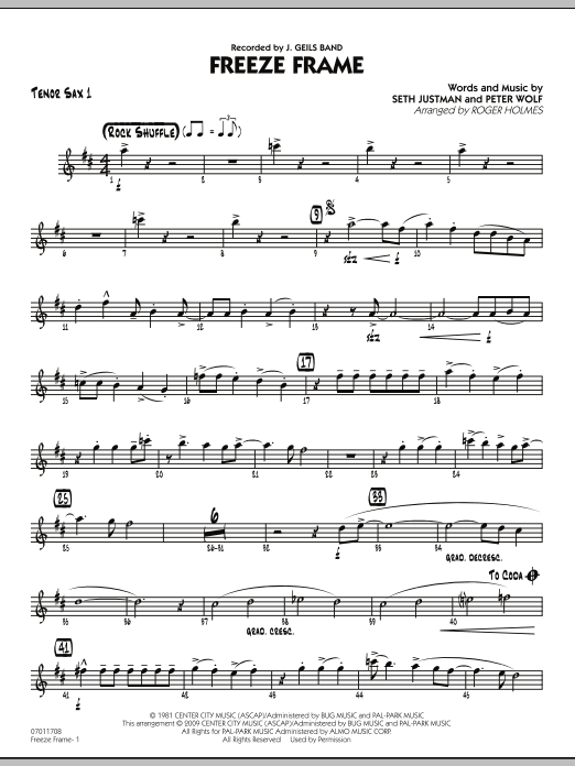 Freeze Frame - Tenor Sax 1 (Jazz Ensemble) von Roger Holmes
