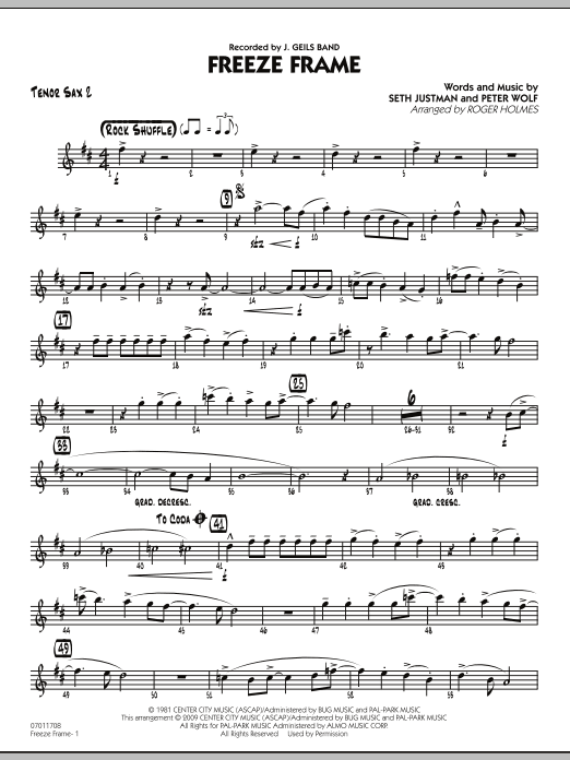 Freeze Frame - Tenor Sax 2 (Jazz Ensemble) von Roger Holmes