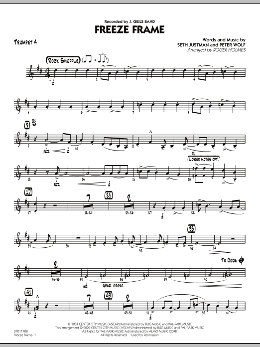 Freeze Frame - Trumpet 4 (Jazz Ensemble) von Roger Holmes