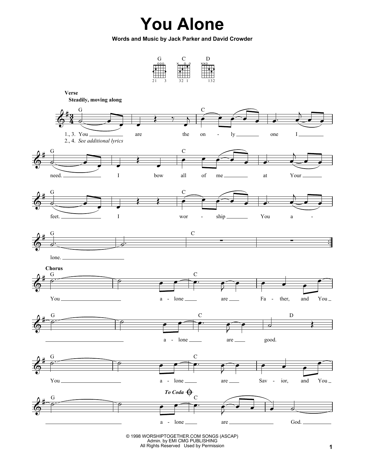 You Alone (Easy Guitar) von David Crowder