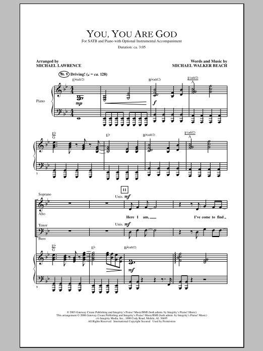 You, You Are God (SATB Choir) von Michael Lawrence