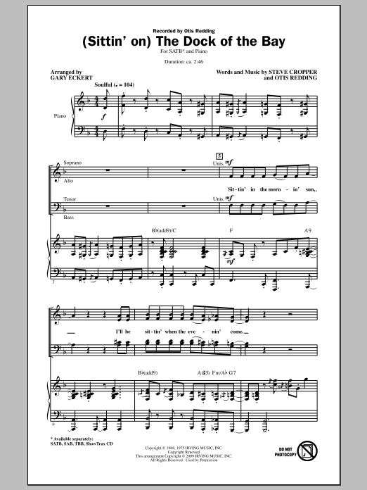 (Sittin' On) The Dock Of The Bay (SATB Choir) von Gary Eckert