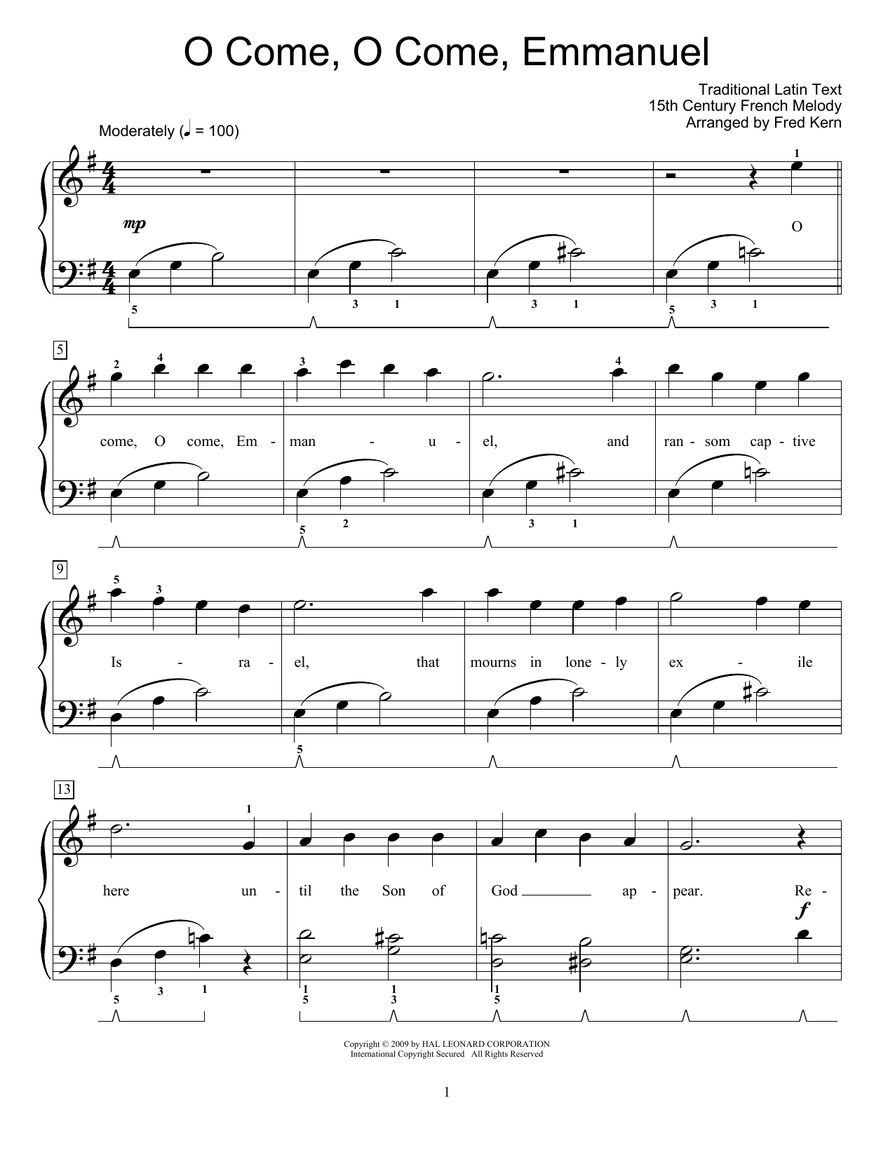 O Come, O Come Emmanuel (Educational Piano) von Traditional