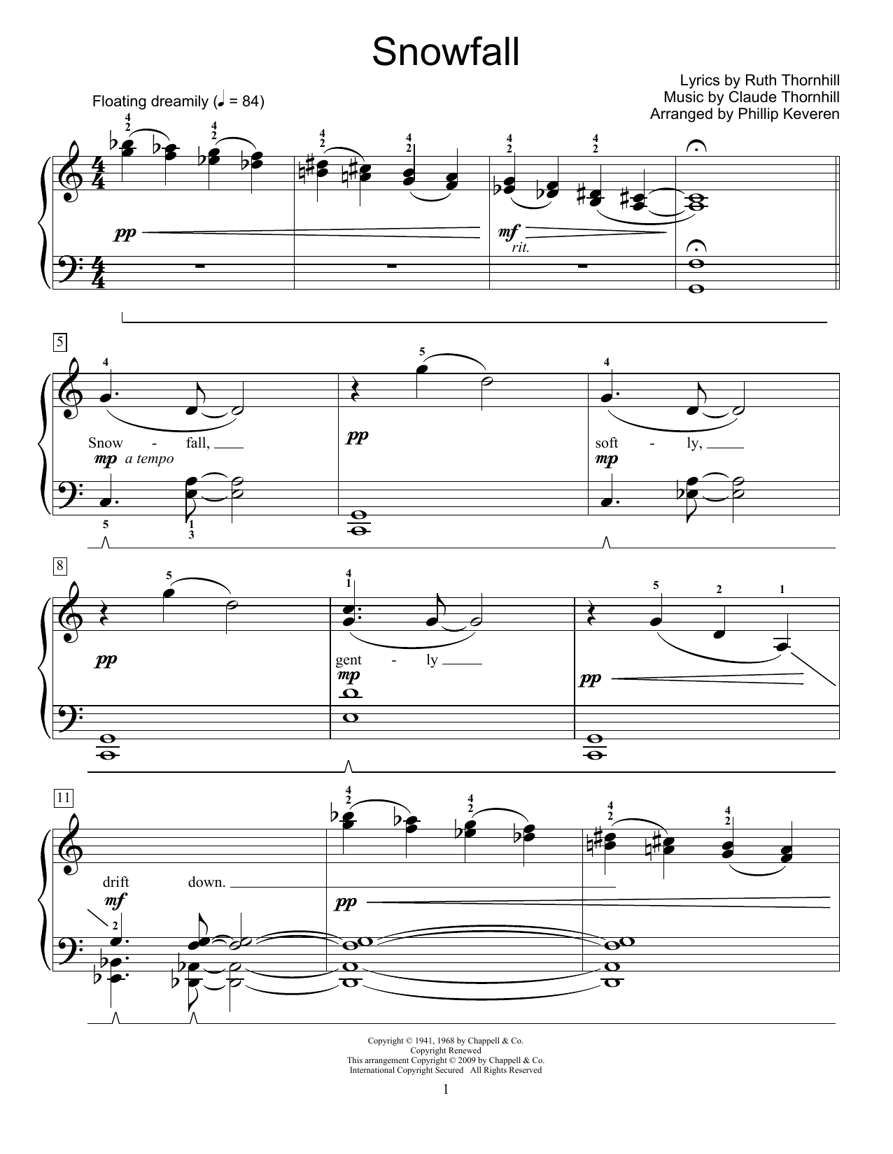 Snowfall (arr. Phillip Keveren) (Educational Piano) von Tony Bennett