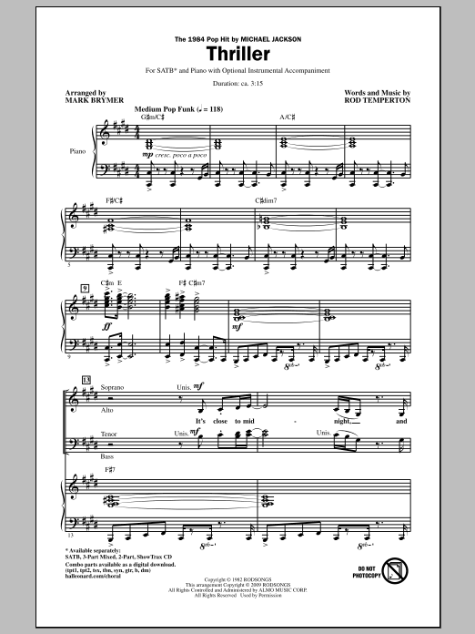 Thriller (SATB Choir) von Mark Brymer