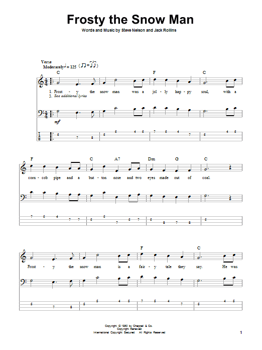 Frosty The Snow Man (Bass Guitar Tab) von Gene Autry