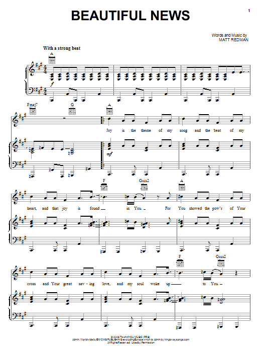 Beautiful News (Piano, Vocal & Guitar Chords (Right-Hand Melody)) von Matt Redman
