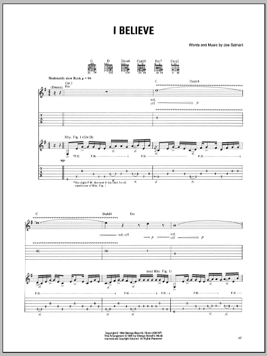 I Believe (Guitar Tab) von Joe Satriani