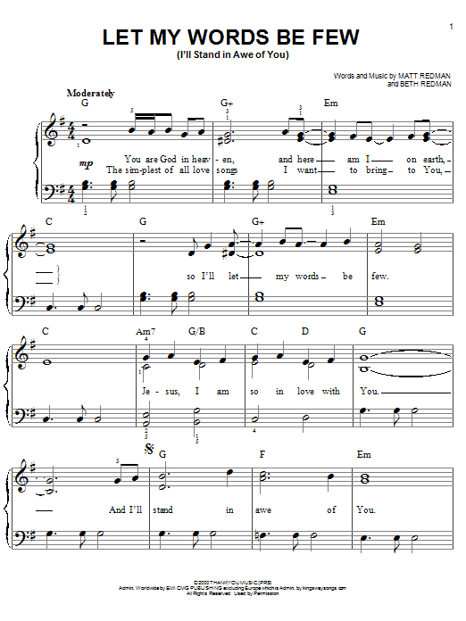 Let My Words Be Few (I'll Stand In Awe Of You) (Easy Piano) von Matt Redman