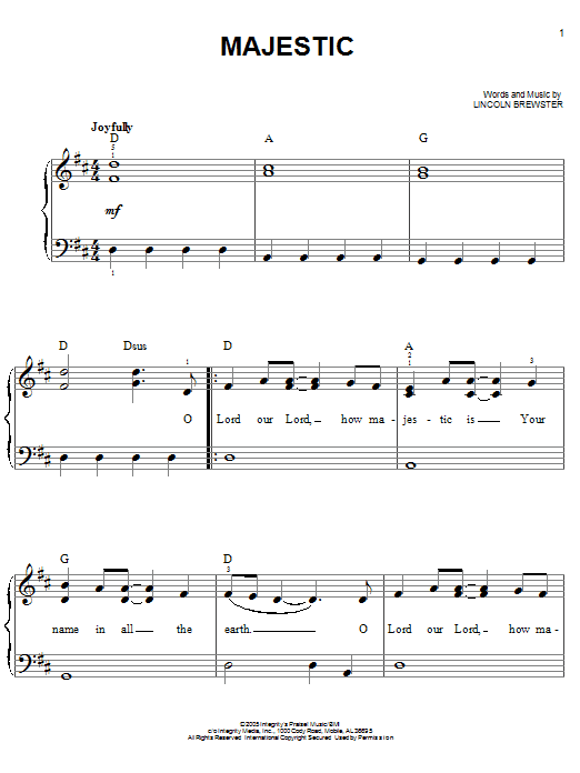 Majestic (Easy Piano) von Lincoln Brewster