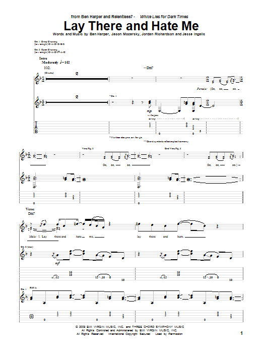 Lay There And Hate Me (Guitar Tab) von Ben Harper and Relentless7