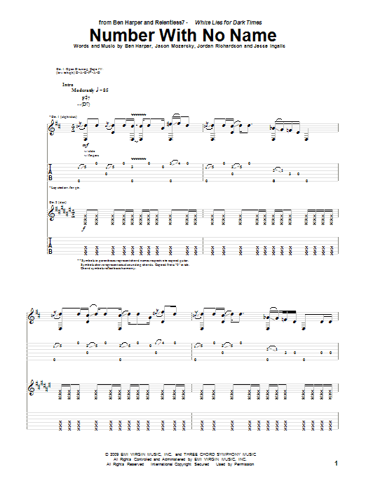 Number With No Name (Guitar Tab) von Ben Harper and Relentless7