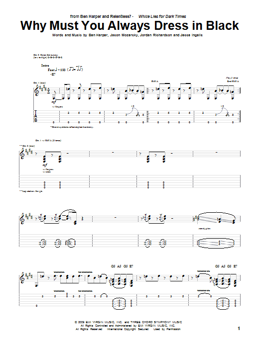 Why Must You Always Dress In Black (Guitar Tab) von Ben Harper and Relentless7