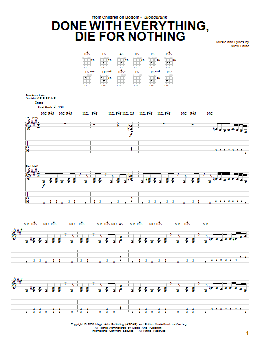 Done With Everything, Die For Nothing (Guitar Tab) von Children Of Bodom