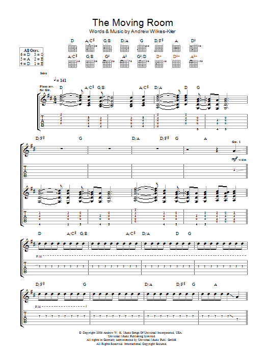 The Moving Room (Guitar Tab) von Andrew W.K.