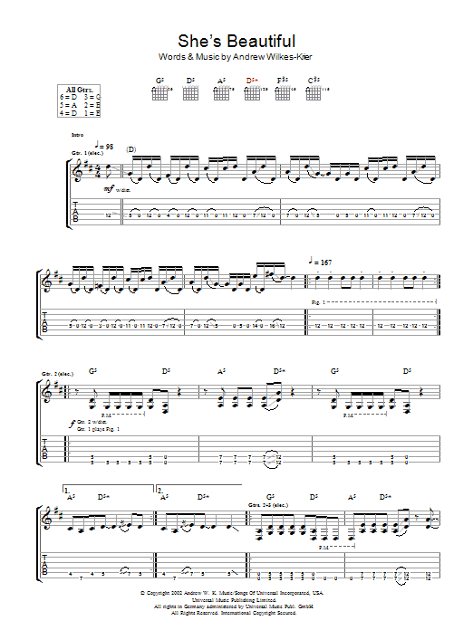 She Is Beautiful (Guitar Tab) von Andrew W.K.