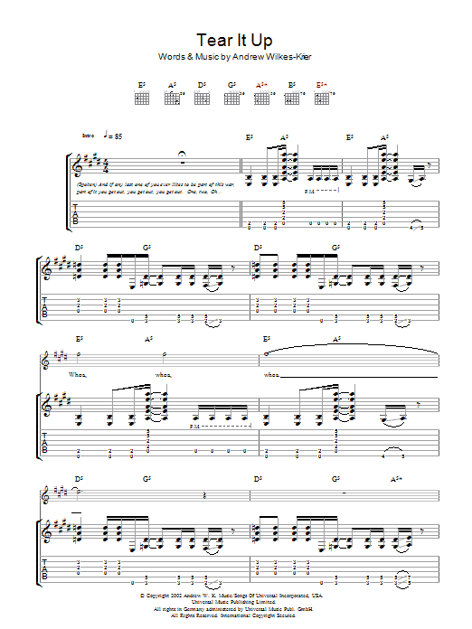 Tear It Up (Guitar Tab) von Andrew W.K.