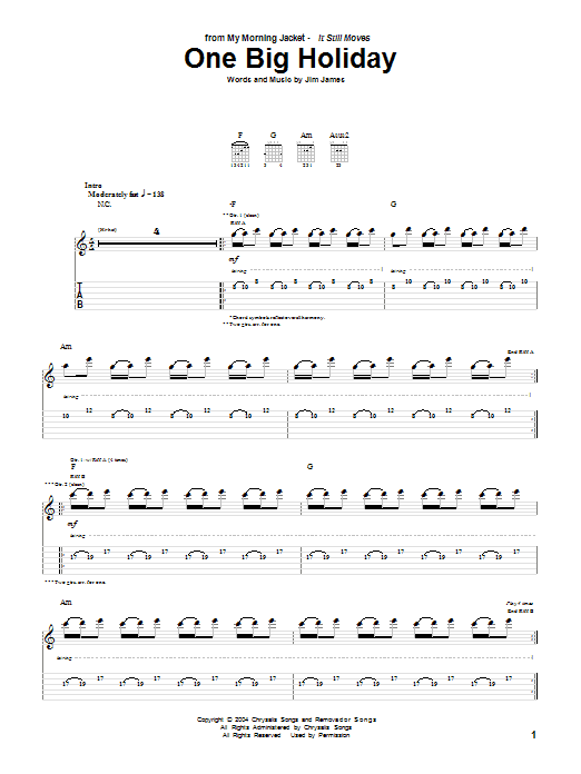 One Big Holiday (Guitar Tab) von My Morning Jacket