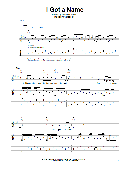 I Got A Name (Guitar Tab (Single Guitar)) von Jim Croce