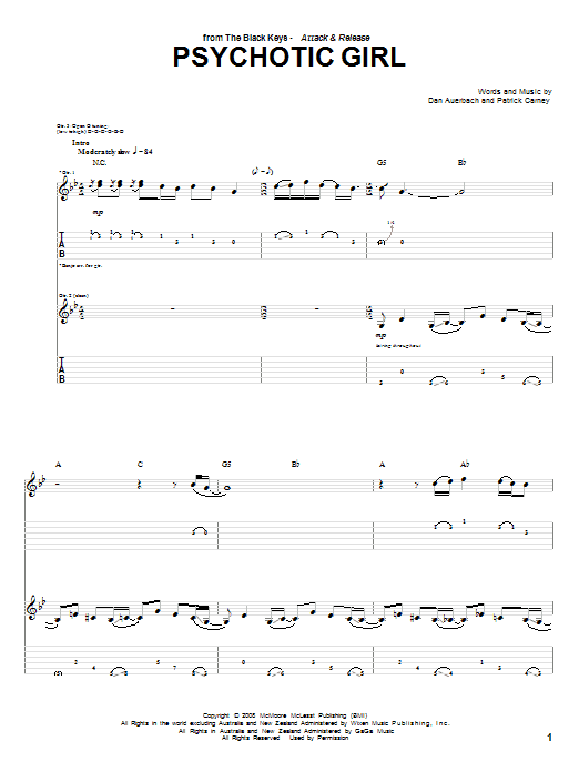 Psychotic Girl (Guitar Tab) von The Black Keys