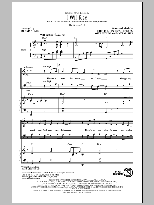 I Will Rise (SATB Choir) von Dennis Allen