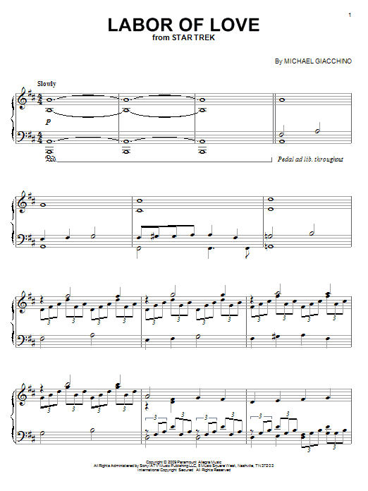 Labor Of Love (Piano Solo) von Michael Giacchino