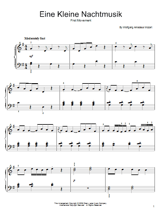 Eine Kleine Nachtmusik (Easy Piano) von Wolfgang Amadeus Mozart