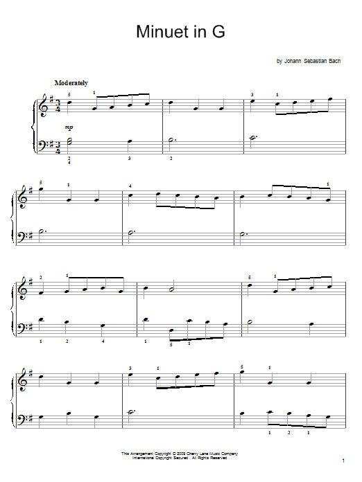 Minuet In G (Easy Piano) von Johann Sebastian Bach