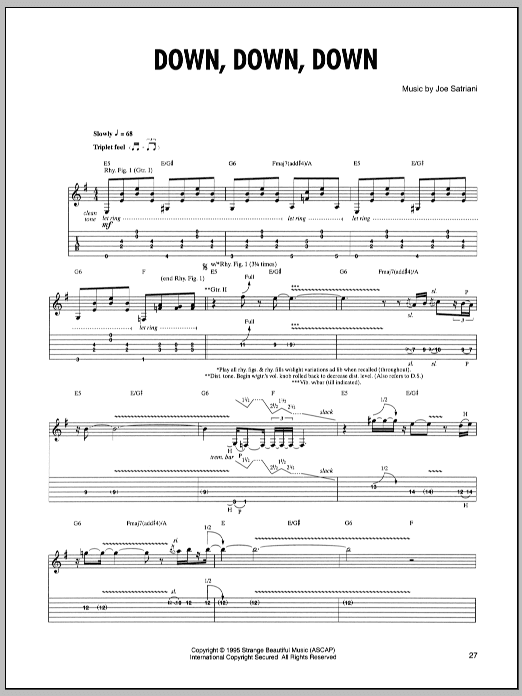 Down, Down, Down (Guitar Tab) von Joe Satriani