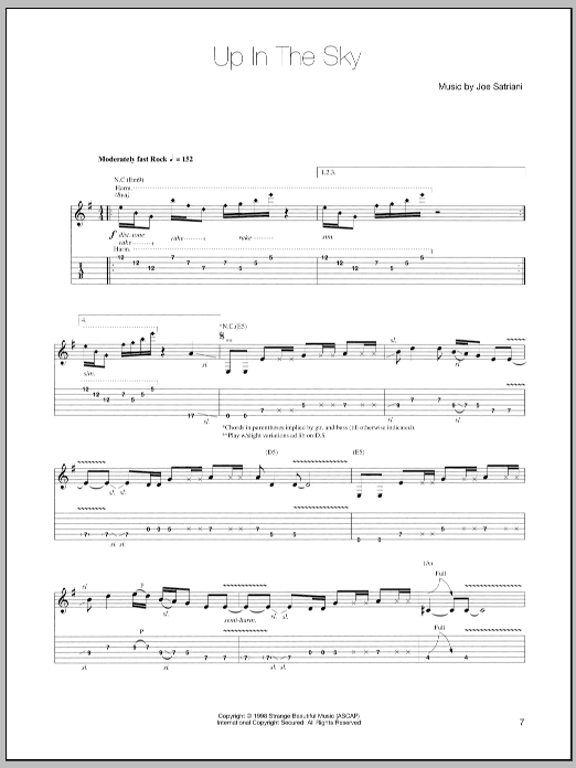 Up In The Sky (Guitar Tab) von Joe Satriani