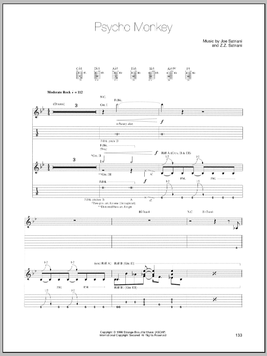 Psycho Monkey (Guitar Tab) von Joe Satriani