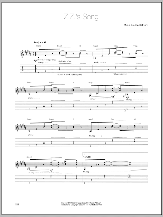 Z.Z.'s Song (Guitar Tab) von Joe Satriani