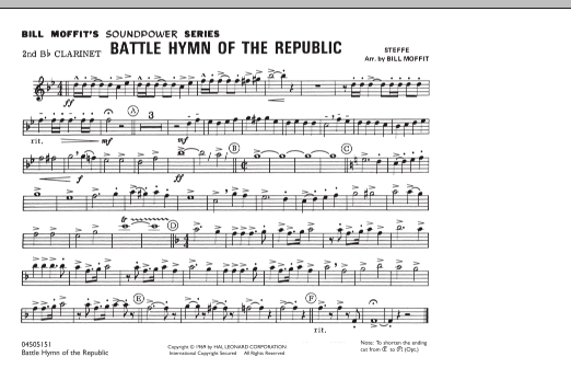 Battle Hymn Of The Republic - 2nd Bb Clarinet (Marching Band) von Bill Moffit
