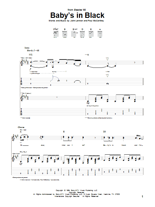 Baby's In Black (Guitar Tab) von The Beatles