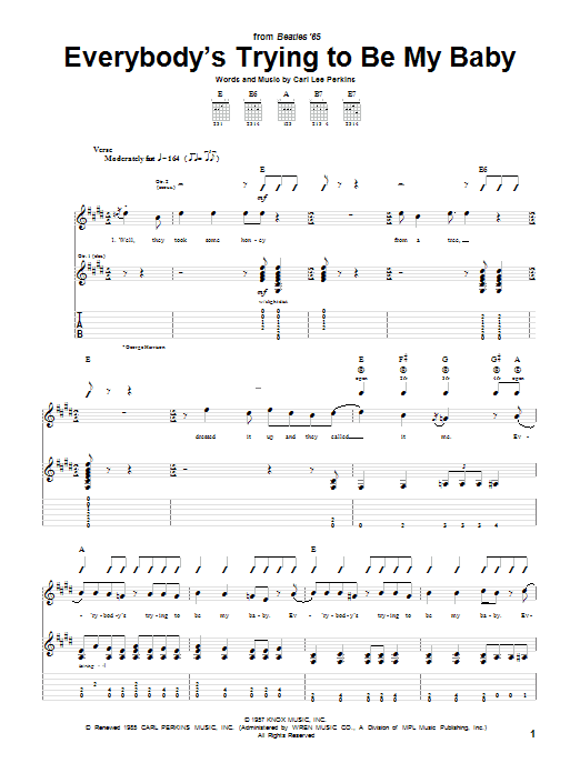 Everybody's Trying To Be My Baby (Guitar Tab) von The Beatles