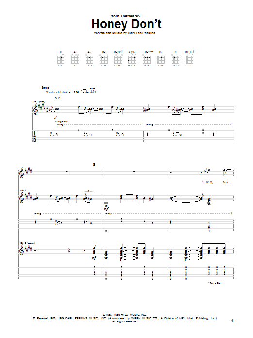 Honey Don't (Guitar Tab) von The Beatles