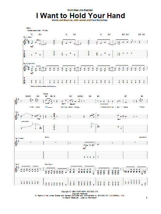 I Want To Hold Your Hand (Guitar Tab) von The Beatles