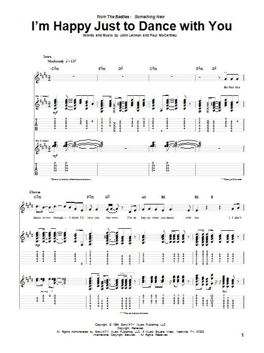 I'm Happy Just To Dance With You (Guitar Tab) von The Beatles