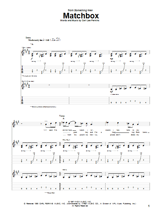 Matchbox (Guitar Tab) von The Beatles