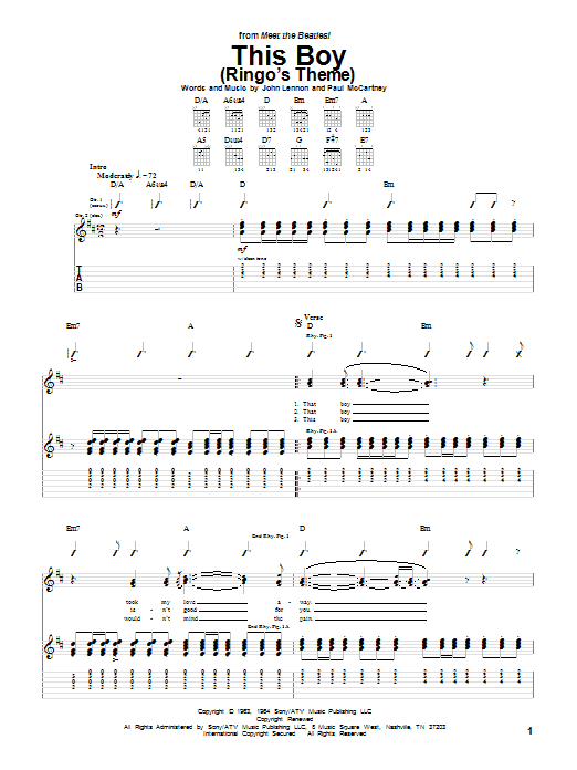 This Boy (Ringo's Theme) (Guitar Tab) von The Beatles