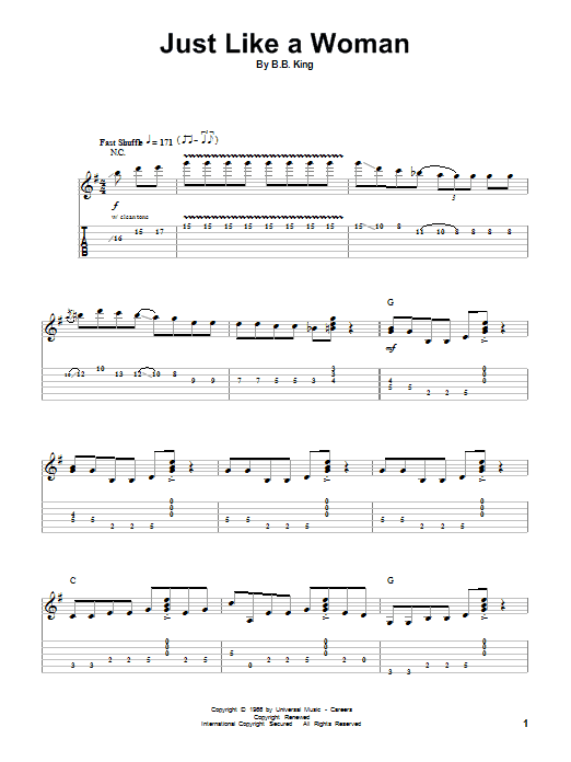 Just Like A Woman (Guitar Tab (Single Guitar)) von B.B. King